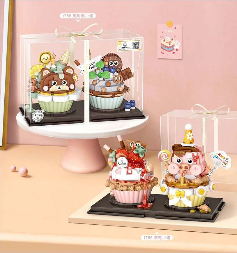 Cupcakes: Strawberry piglets 俐智LOZ 1756 image 1