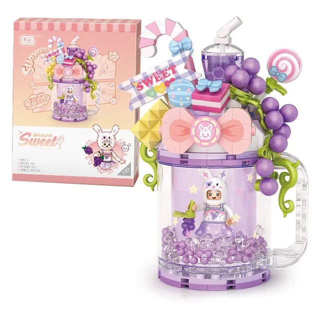 Ice cream-flowing sand glasses: grapes and meat cups 俐智LOZ 4203