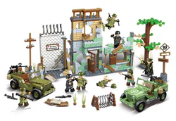 HEROES AND GENERALS: BATTLE SCENES, 4TH SECTION, WILLIS JEEP, ABANDONED HOUSE, BANTAM BRC-40 JEEP, POSITION DEFENSE