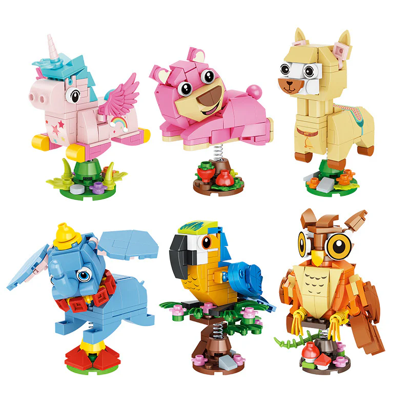 An animal rocking, six, horny horses, pink bears, dumb elephants, grass-camels, mackerel, night eagles 方橙积木 Forange FC8286