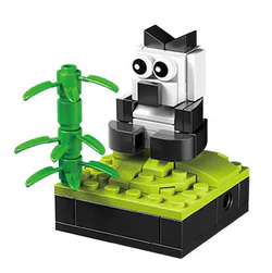 10 pandas, parrots, elephants, plum deer, lions, giraffes, flamingos, yaks, turtles, penguins
