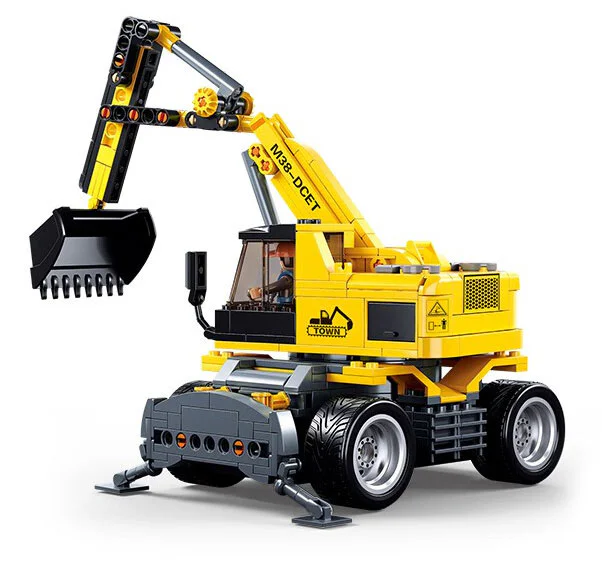 E7 WHEELED EXCAVATOR 小鲁班 Sluban M38-B1155 image 1
