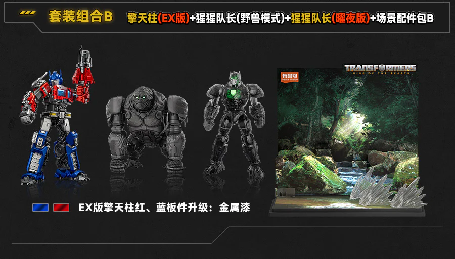 TRANSFORMING KING: GROUP B OPTIMUS OPTIMUS, EX VERSION & CAPTAIN GORILLA, BEAST MODEL & CAPTAIN GORILLA, NIGHT EDITION 布鲁可 BLOKS 71147 image 1