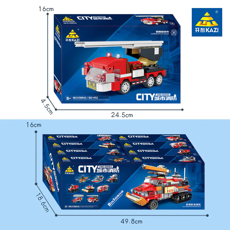 URBAN FIRE: MULTI-TERRAIN WATER CANNONS: 8 COMBINATION OF CH-54 FIREFIGHTERS, EMERGENCY RESCUE BOATS, FOREST FOAM FIRE TRUCKS, SELF-LOADING WATER TANK FIRE TRUCKS, BARRIER-FREE FOREST FIRE TRUCKS, POWERFUL WATER CANNONS, MINI-RESCUE FIRE TRUCKS, LANDING TRUCKS 开智 KAZI/高博乐 GBL KY80542 image 3