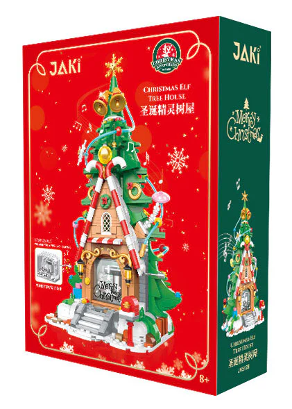 ♪ Christmas Pixie House Hands Swing Music Box ♪ 佳奇积木 JAKI JK5128 image 1