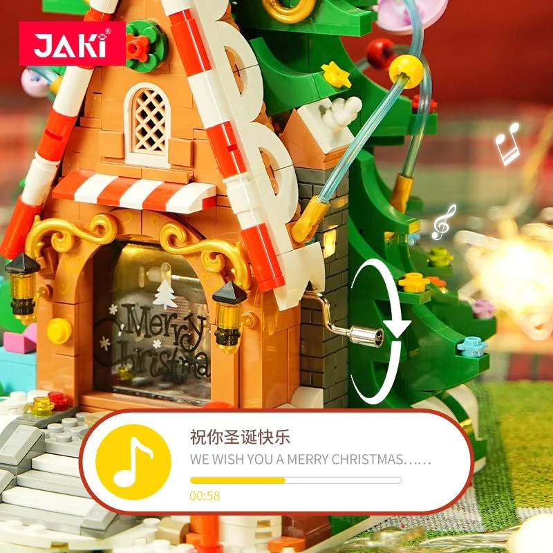 ♪ Christmas Pixie House Hands Swing Music Box ♪ 佳奇积木 JAKI JK5128 image 5