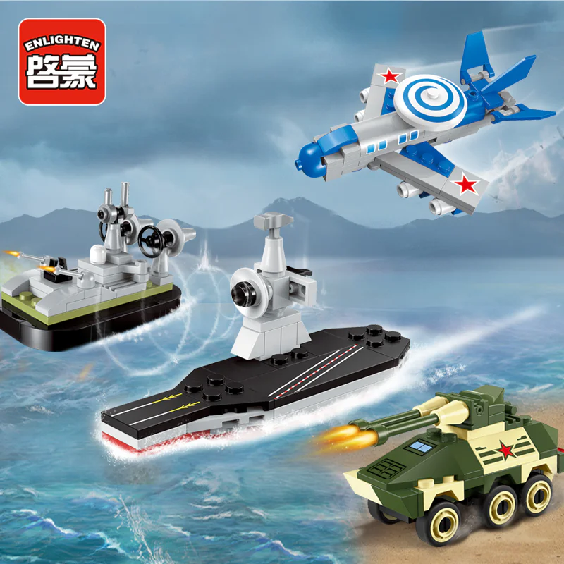 MILITARY: MINI-MILITARY 4 ALPHA ARMOURED VEHICLES, E-3 EARLY-WARNING AIRCRAFT, NUCLEAR-POWERED AIRCRAFT CARRIERS, GASKET LANDING BOATS 启蒙 QMAN/ENLIGHTEN/Keeppley 1230 image 5