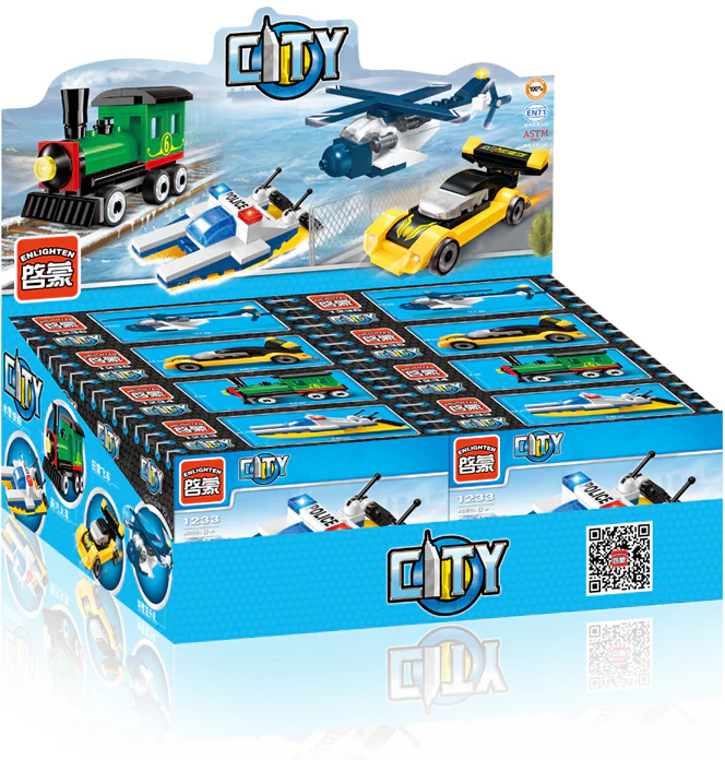 Mini Transportation Tools: 4 models - Water Police Speedboat, Steam Train, Lightning Airplane, Special Police Helicopter 启蒙 QMAN/ENLIGHTEN/Keeppley 1236 image 13