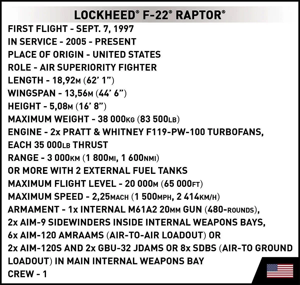 Lockheed F-22 Raptor COBI 66022 image 3