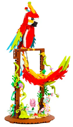 The parrot with his back, red