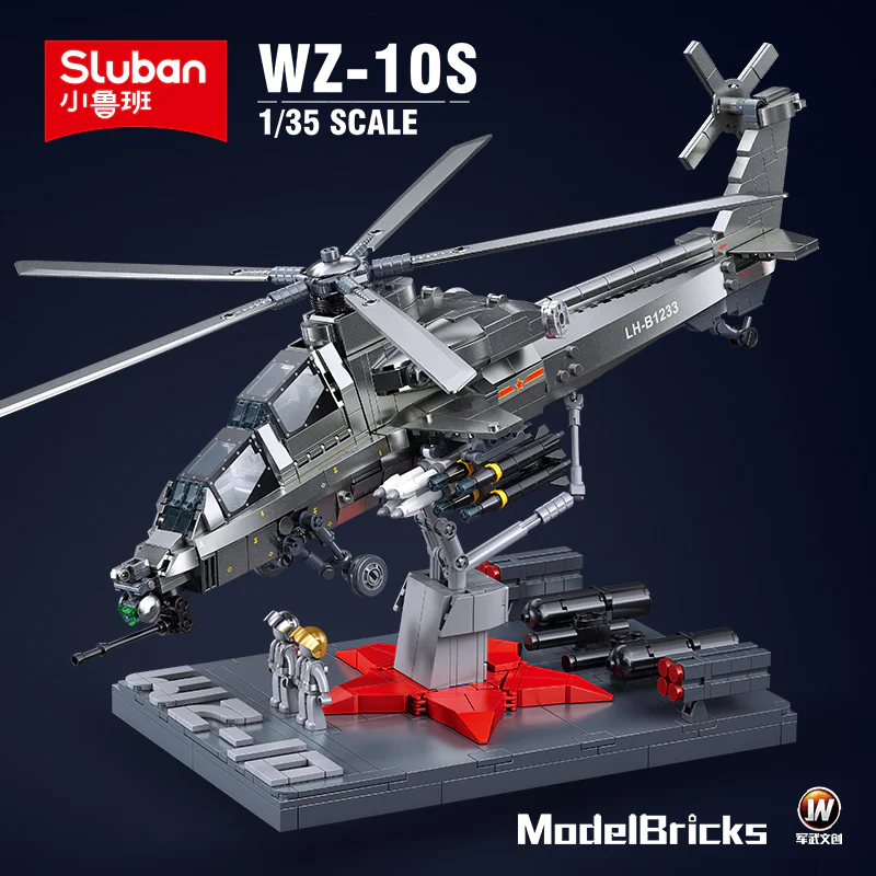 MOOT AREA: WZ-10S HELICOPTER GUNSHIPS 1:35 小鲁班 Sluban M38-B1233 image 1