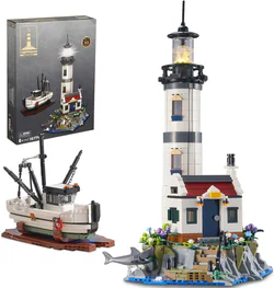Lighthouse, shrimp boat