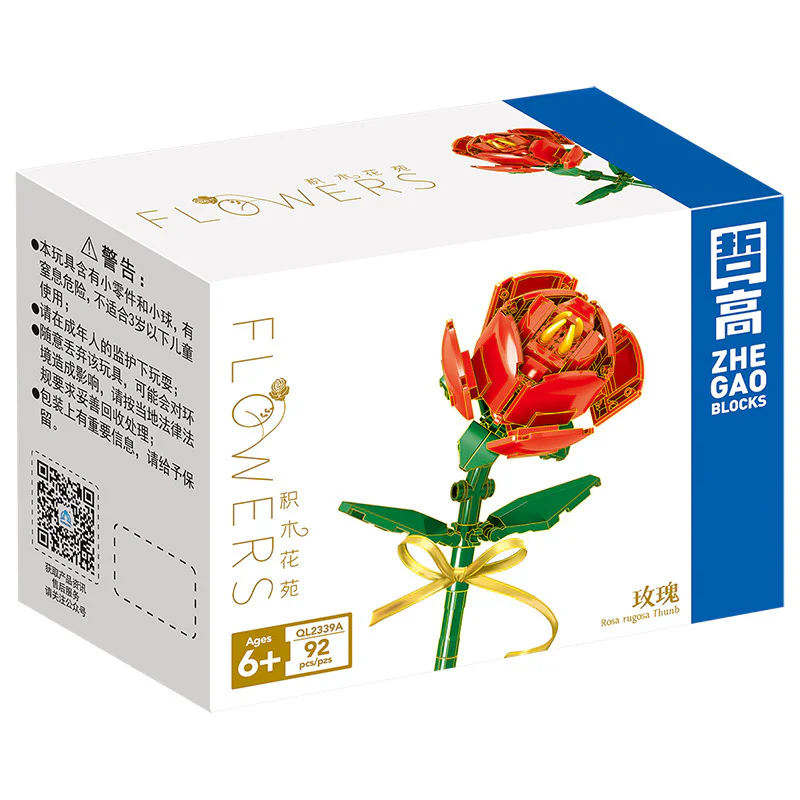 Block Flower Garden: Rose (3 colors) 哲高 ZHEGAO QL2339B image 4