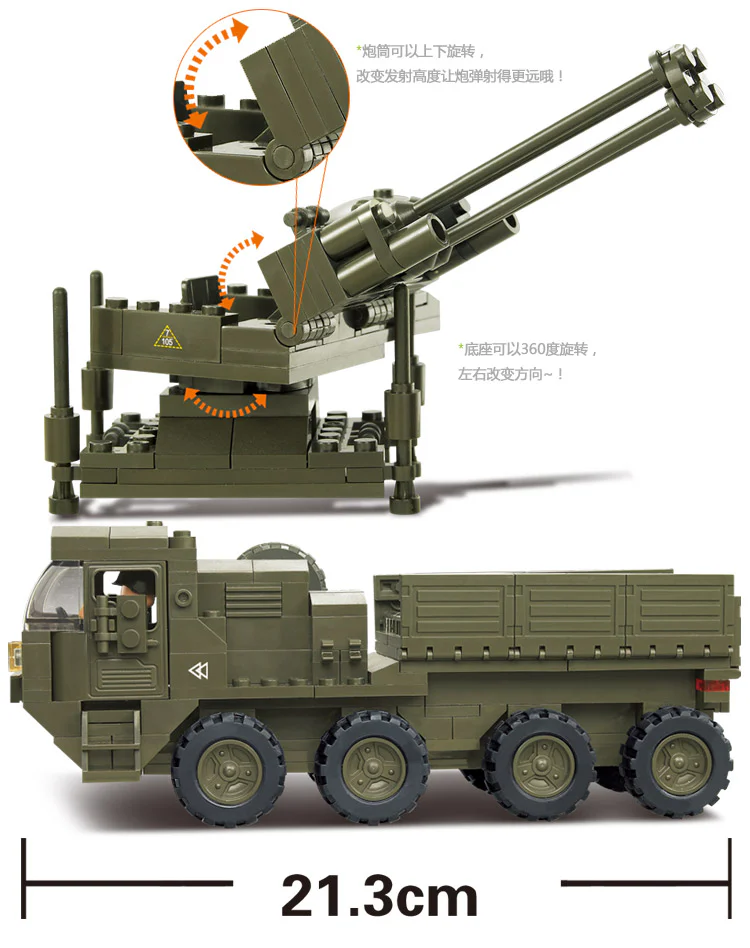 ARMY FORCE II: HEAVY TRANSPORT VEHICLES, ARTILLERY VEHICLES 小鲁班 Sluban M38-B0302 image 3