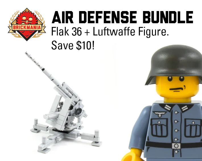 Anti-Aircraft Bundled Package: 36-Year-Style Anti-Aircraft Gun + German Air Force Man Dolls Brickmania 296-BUNDLE image 1