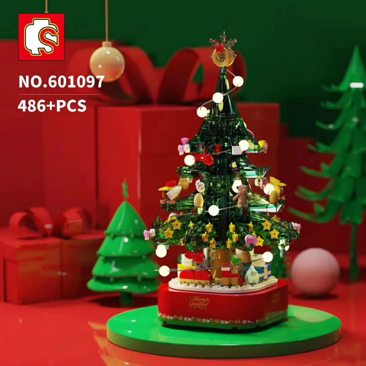 Turn the light on the Christmas tree music box 森宝 SEMBO 601097 image 2