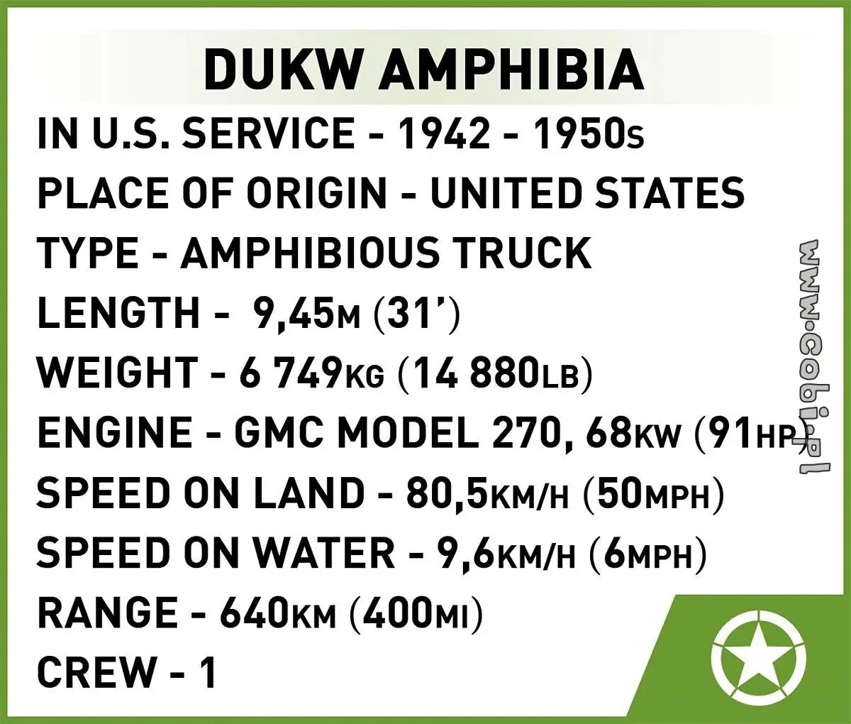 DUKW DUCK AMPHIBIOUS CARRIER 1:35 COBI 3110 image 4