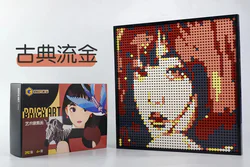 High-rise brick accumulation wood art pixel painting.
