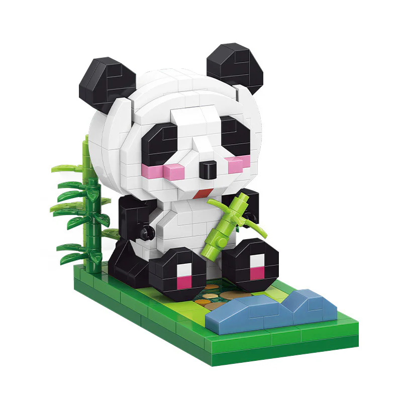 Panda putting up a stand: bamboowood panda 魔域积木 MOYUBLOCK MY93013