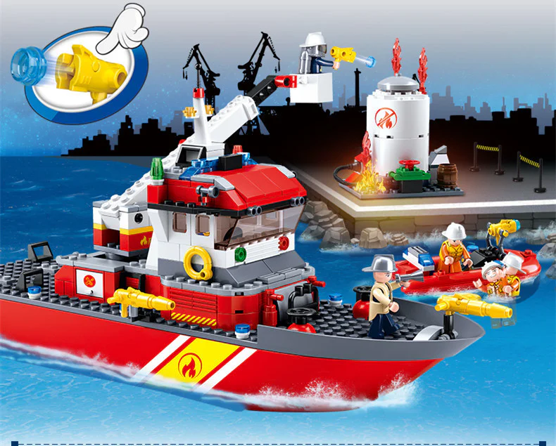 Fire hero: Pioneer Fire Boat 小鲁班 Sluban M38-0630 image 1