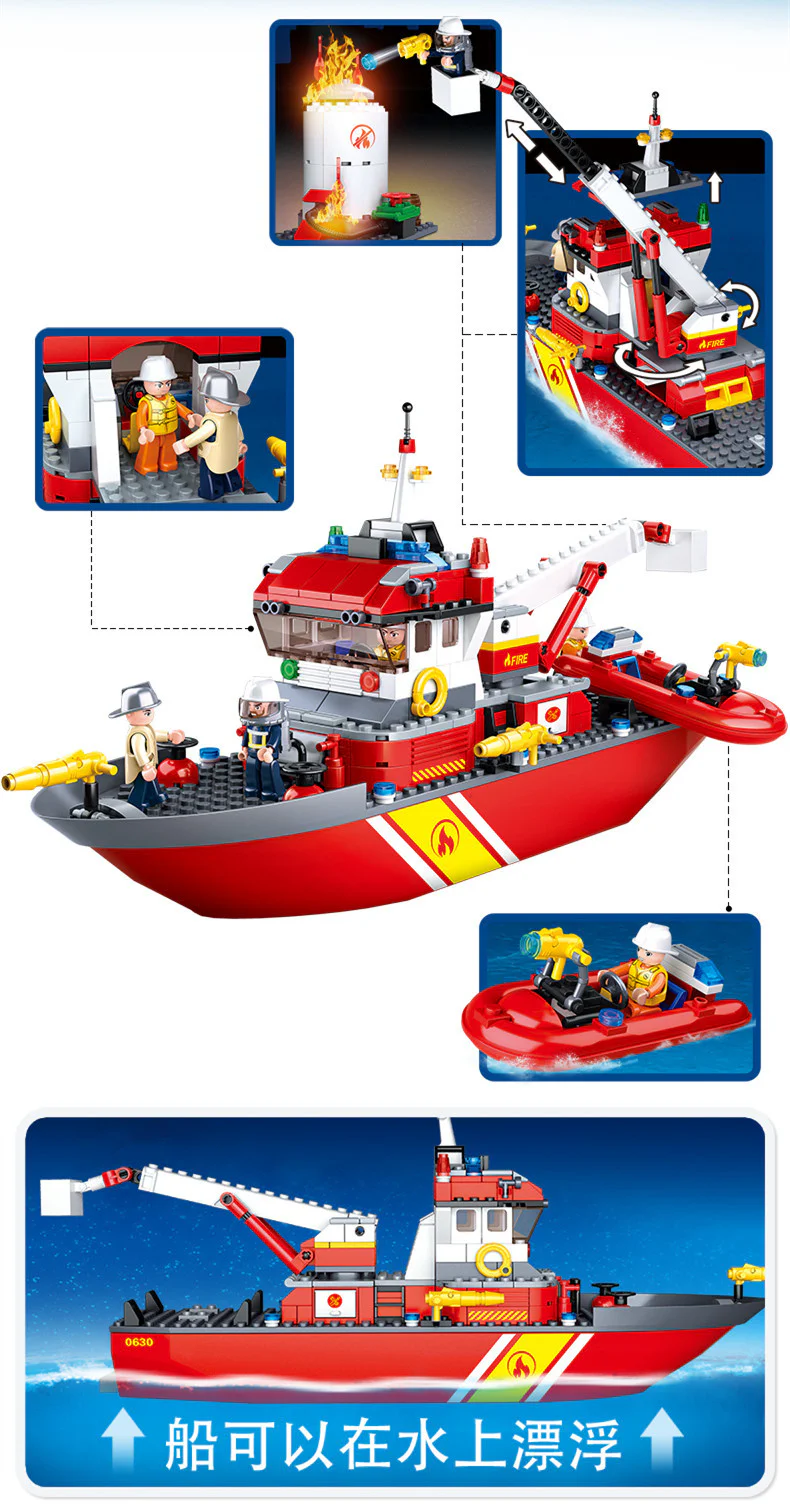 Fire hero: Pioneer Fire Boat 小鲁班 Sluban M38-0630 image 4