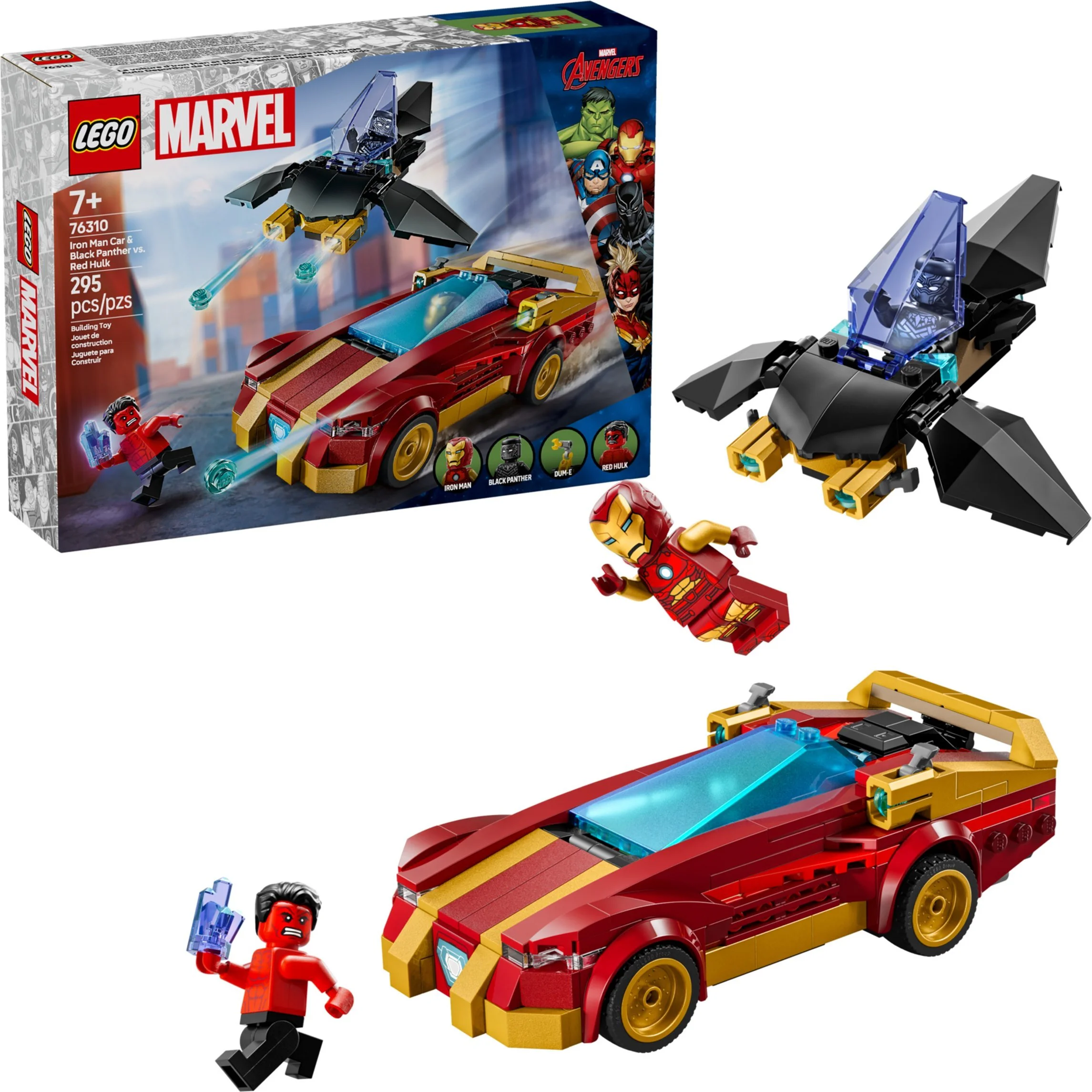 Black Panthers and Iron Man Cars, Red Hulk 乐高 LEGO 76310 image 1