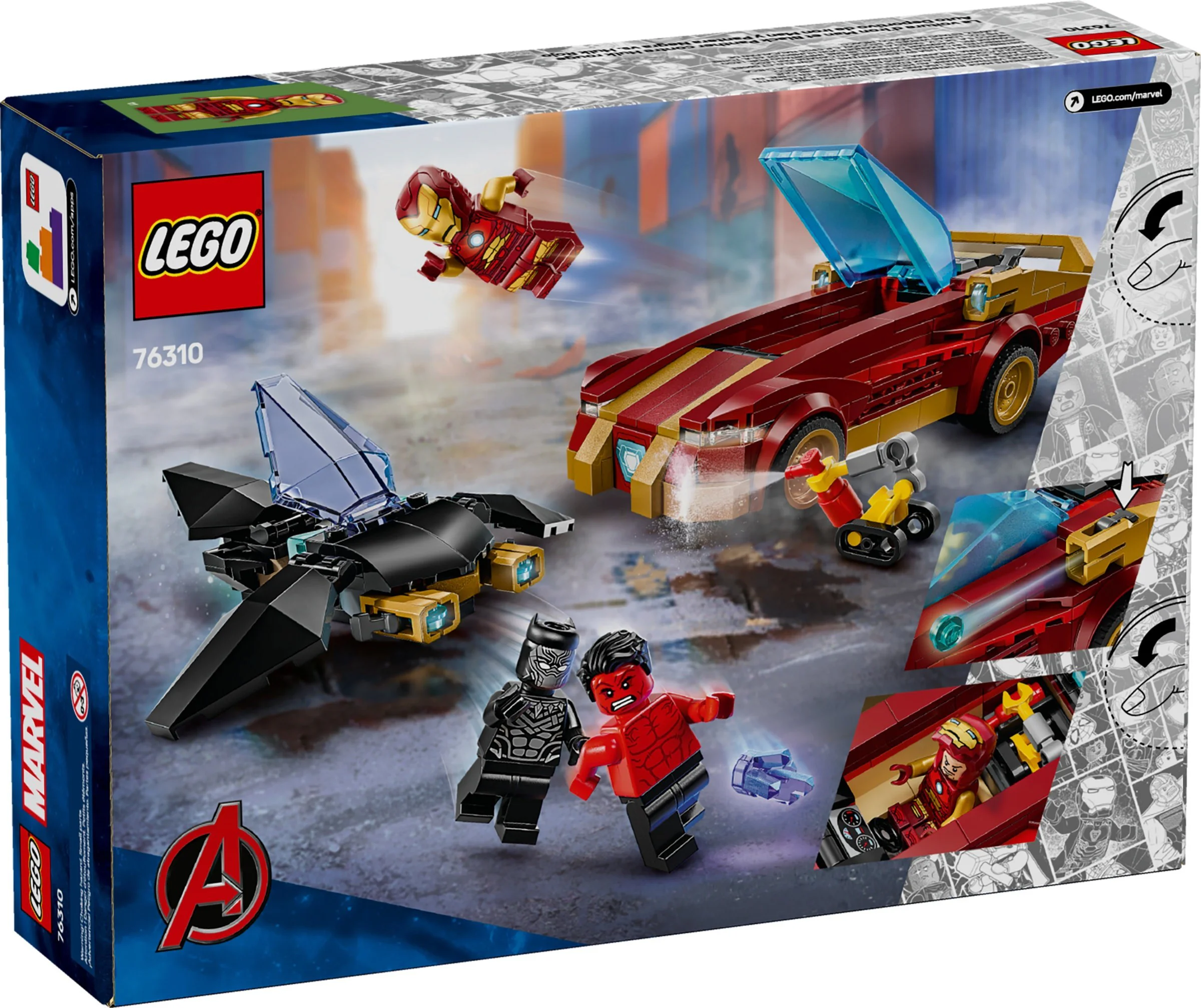 Black Panthers and Iron Man Cars, Red Hulk 乐高 LEGO 76310 image 2