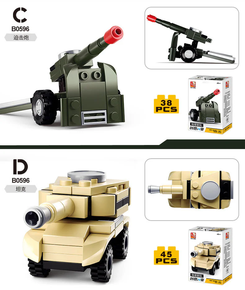 ARMY FORCES: LOADING EQUIPMENT CREATIVE N-CHANGE 4 小鲁班 Sluban M38-B0596 image 2