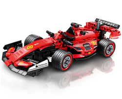 The red remote-control block racing car
