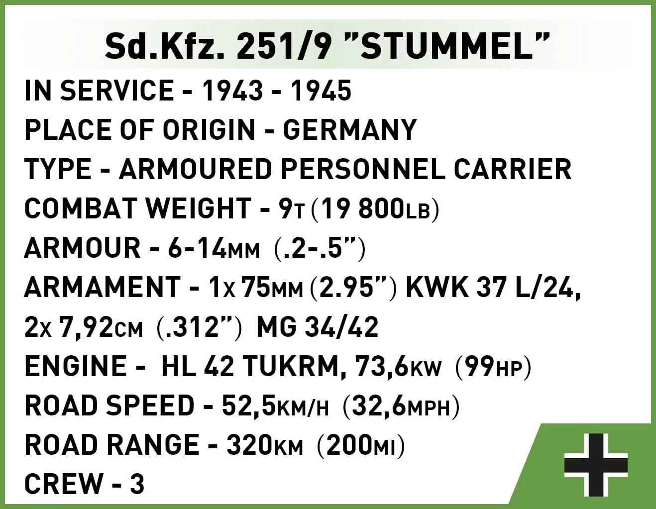 Sd.KFZ. 251/9 STUMMEL Vehicle COBI 2283 image 5