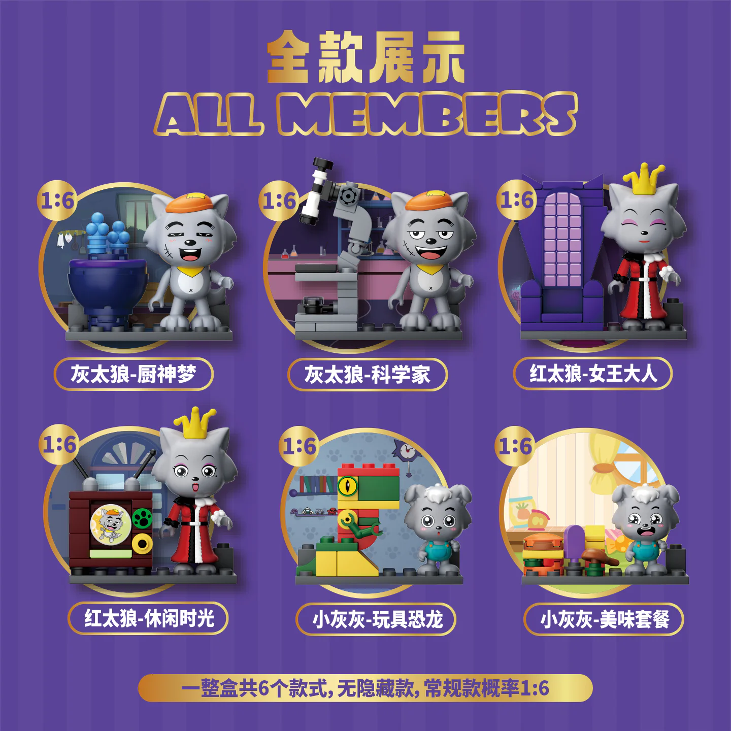 喜羊羊与灰太狼：灰太狼一家 盲盒 6款 Wekki 518202 image 4