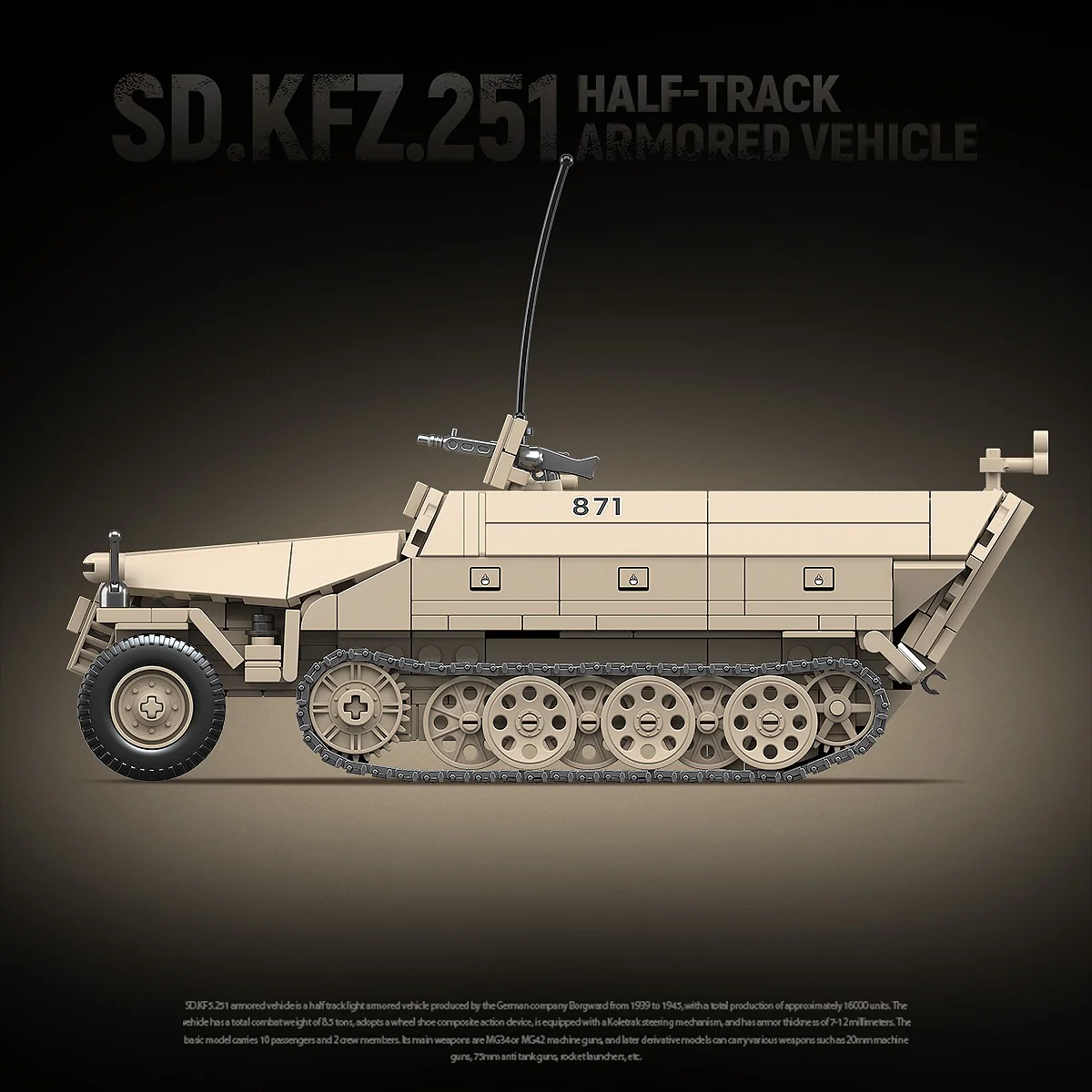 Sd.Kfz.251 Half-Track Armored Vehicle QUANGUAN 100319 image 6