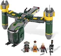 The bounty hunters attacked the gunship