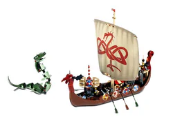 Viking: Viking warships fight against the snake-like water.