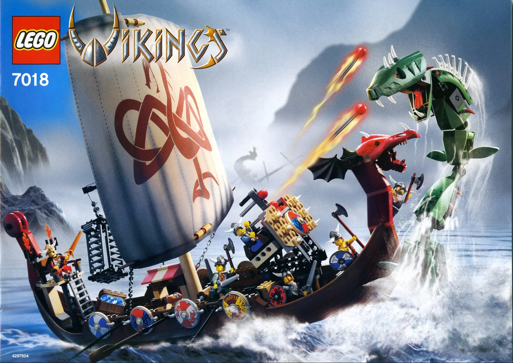 Viking: Viking warships fight against the snake-like water. 乐高 LEGO 7018 image 2