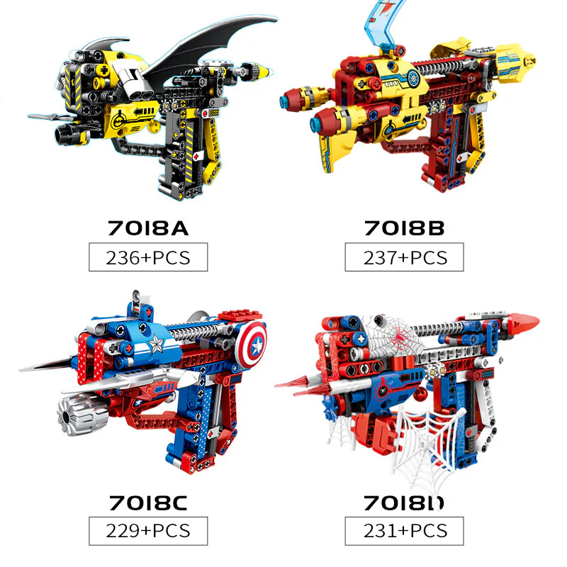 Superhero Building Blocks Gun 4 Models 7018A