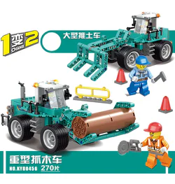 Urban engineering: large bulldozers, heavy truckers