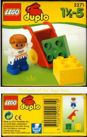 Boy and wheelbarrow 乐高 LEGO 2271 image 1