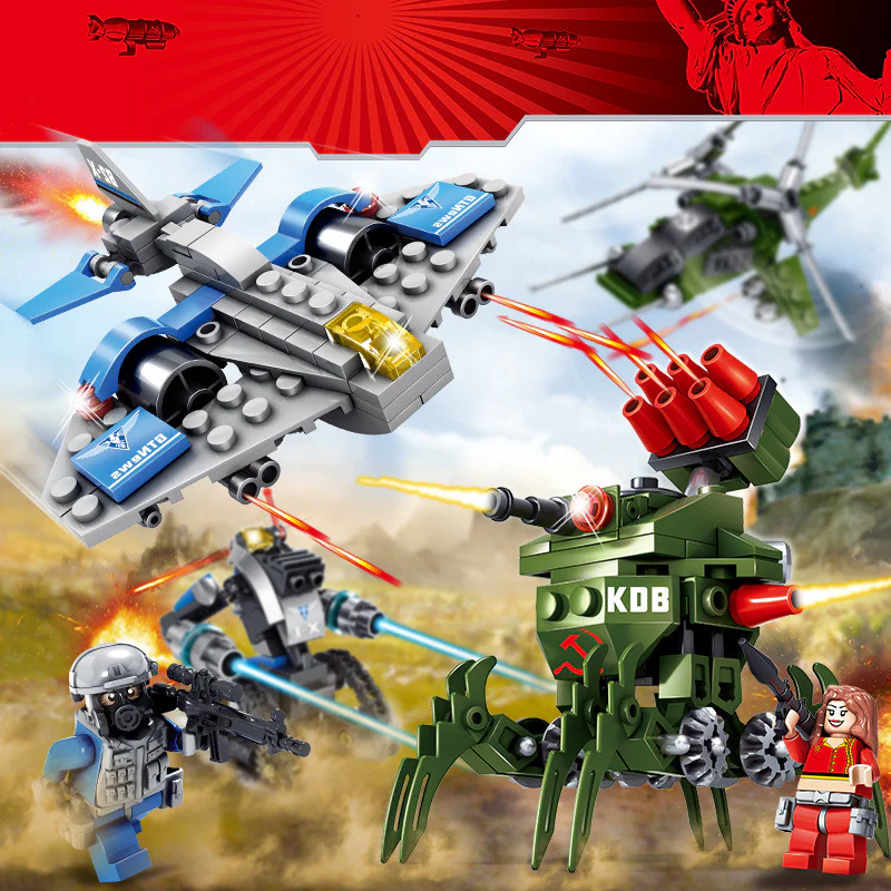 RED ALERT: UNIT 4 NATACHA SICKLE A, CONSCRIPTS TO DESTROY COMBAT VEHICLES, ANTI-AIRCRAFT FIGHTERS, PEACEKEEPING AND INFANTRY REFRIGERATING HELICOPTERS, FROZEN REGIMENT CENTURY BOMBERS, PEACEKEEPING FORCE X-1 TANK 开智 KAZI/高博乐 GBL 81018-6 image 8