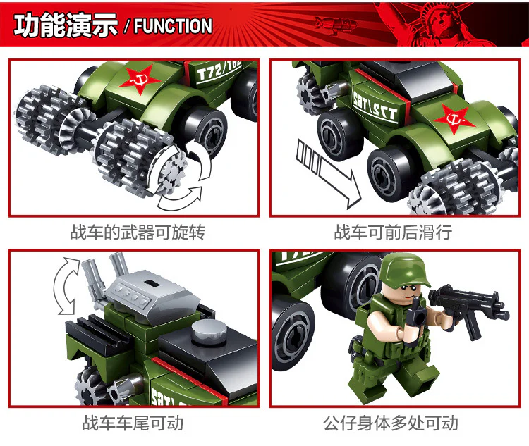 RED ALERT: UNIT 4 NATACHA SICKLE A, CONSCRIPTS TO DESTROY COMBAT VEHICLES, ANTI-AIRCRAFT FIGHTERS, PEACEKEEPING AND INFANTRY REFRIGERATING HELICOPTERS, FROZEN REGIMENT CENTURY BOMBERS, PEACEKEEPING FORCE X-1 TANK 开智 KAZI/高博乐 GBL 81018-6 image 46