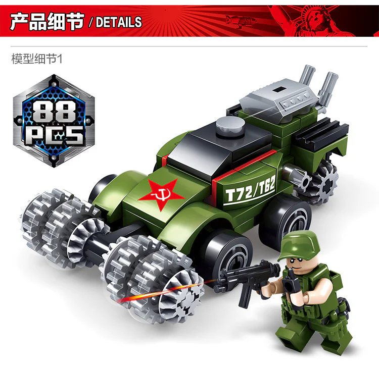 RED ALERT: UNIT 4 NATACHA SICKLE A, CONSCRIPTS TO DESTROY COMBAT VEHICLES, ANTI-AIRCRAFT FIGHTERS, PEACEKEEPING AND INFANTRY REFRIGERATING HELICOPTERS, FROZEN REGIMENT CENTURY BOMBERS, PEACEKEEPING FORCE X-1 TANK 开智 KAZI/高博乐 GBL 81018-6 image 54
