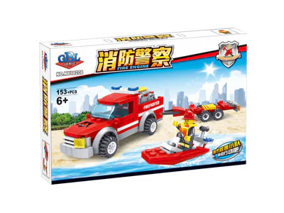Fire police: fire truck trailer 开智 KAZI/高博乐 GBL KY98208 image 1