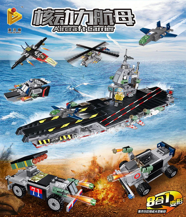 Nuclear-powered aircraft carrier 8 in 1 潘洛斯 PANLOSBRICK 633003A image 2