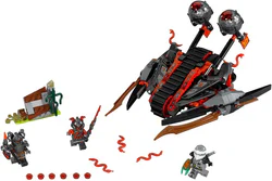 Crimson snake throws stones and rides a war chariot.