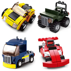 CREATIVE N: 4 YELLOW CONVERTIBLES, GREEN LAND CRUISERS, BLUE TRUCK HEAD, RED F3 RACING