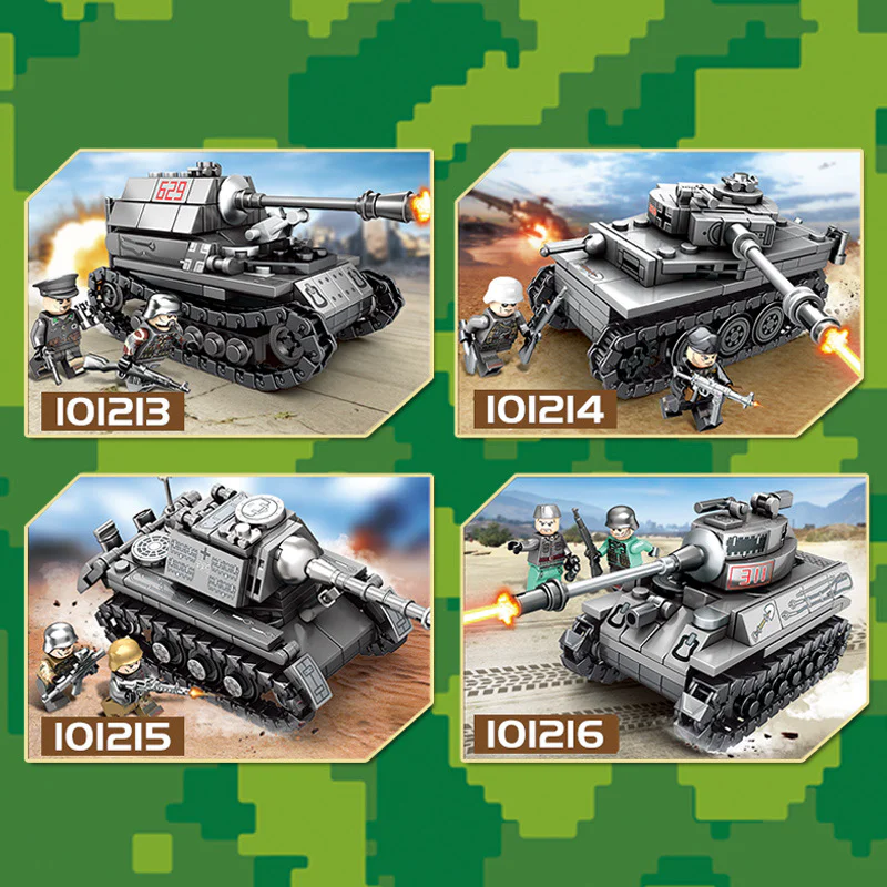 Steel Empire: Battle Tanks 4 Types - Panther-like Tank, Tiger Heavy Tank, Hunter Heavy Tank Destroyer, King Tiger Heavy Tank 森宝 SEMBO 101216 image 5