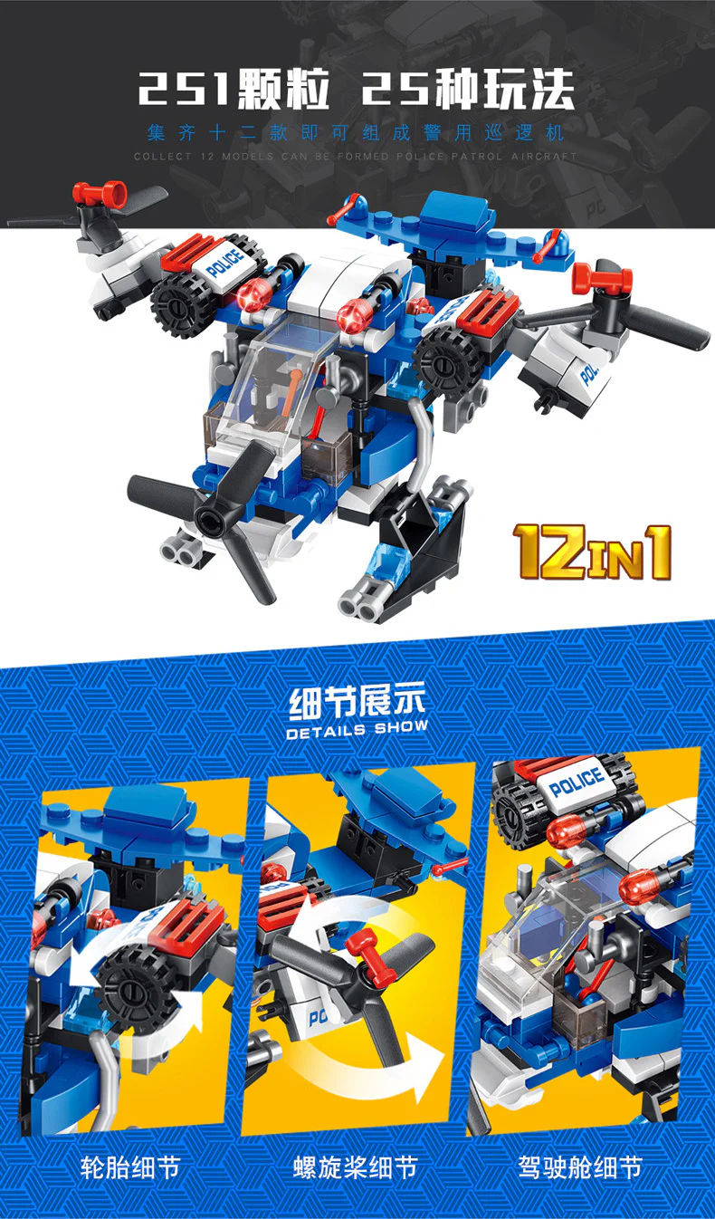 Police Series: Multi-Functional Patrol Robot (12-in-1) 潘洛斯 PANLOSBRICK 681008L image 11