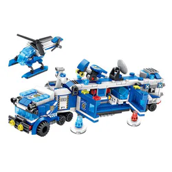 POLICE SERIES: MOBILE COMMAND VEHICLE 8IN1 POLICE TRAILER HEAD, PRISONER TRANSPORT VEHICLE, HELICOPTER, HUMMER POLICE VEHICLE, POLICE TRANSPORT VEHICLE, PATROL BOAT, POLICE GLIDER, RADAR VEHICLE