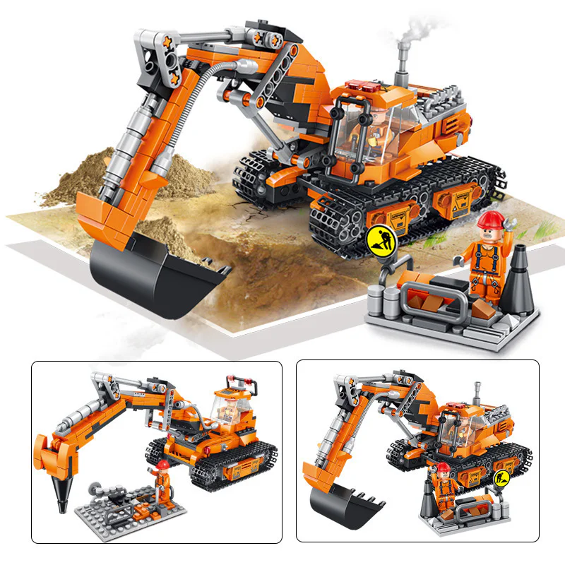 Engineering series: engineering vehicle 4 excavators, heavy shovels, cranes, concrete mixers 潘洛斯 PANLOSBRICK 640003A image 8