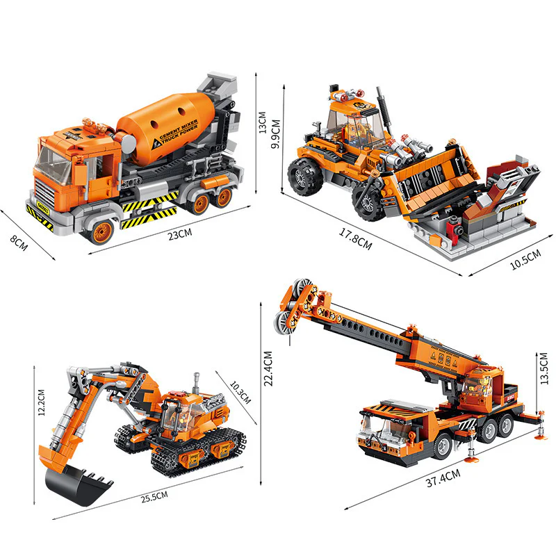 Engineering series: engineering vehicle 4 excavators, heavy shovels, cranes, concrete mixers 潘洛斯 PANLOSBRICK 640003A image 14